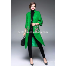 2017 New Spring Fashion Casual Trench Coat Long Outerwear Lingerie grosse Fat Lady Haute qualité brodée